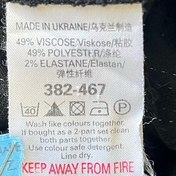 Next black pinstripe wide leg trousers career pants size 8 Long - Picture 9 of 10